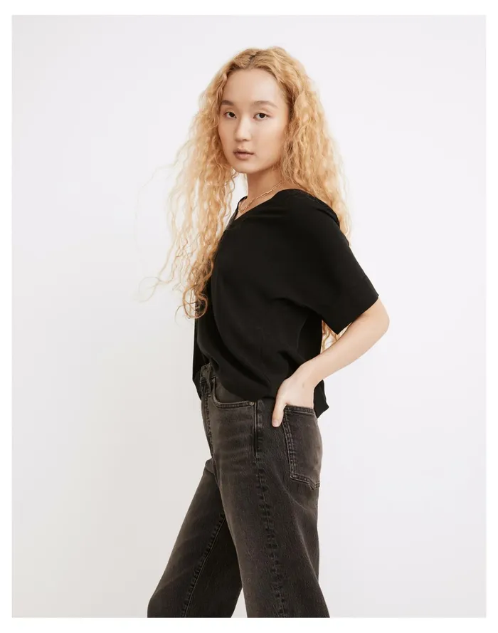 Women V Neck Dolman Sleeve Top True Black Madewell Tops and Shirts Women V Neck Dolman Sleeve Top True Black Madewell Tops and Shirts