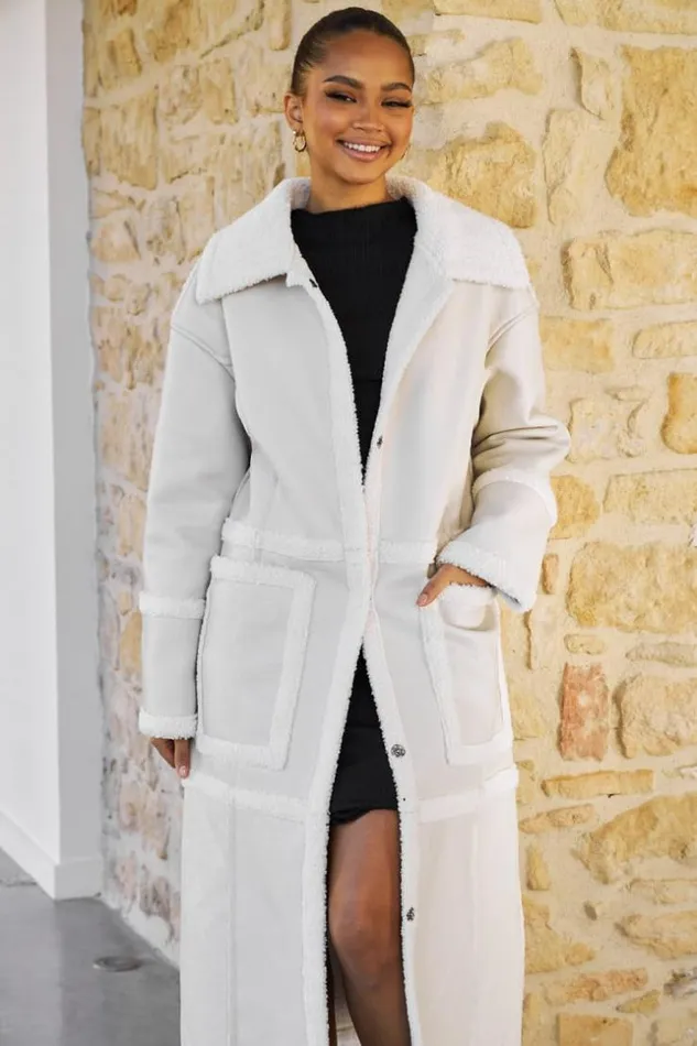 Women Veste Longue Aviateur Beige Peau De Mouton Beige Brentiny Paris Jackets Women Veste Longue Aviateur Beige Peau De Mouton Beige Brentiny Paris Jackets