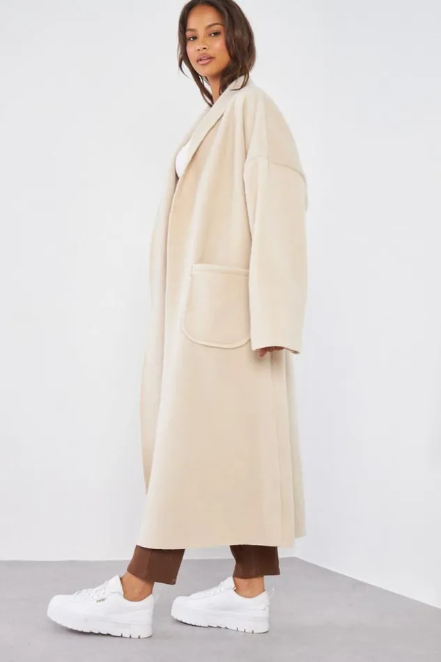Women Veste Longue Beige Texture Beige Brentiny Paris Jackets