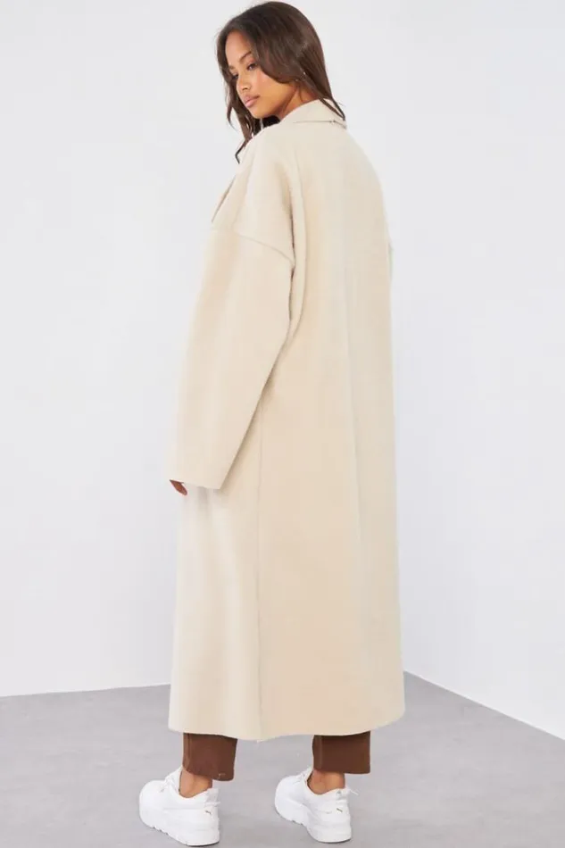 Women Veste Longue Beige Texture Beige Brentiny Paris Jackets