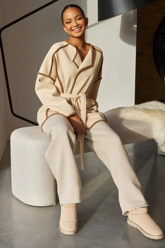 Women Veste Ouverte Ceinture Beige Coutures paisses Beige Brentiny Paris Cardigans Women Veste Ouverte Ceinture Beige Coutures paisses Beige Brentiny Paris Cardigans