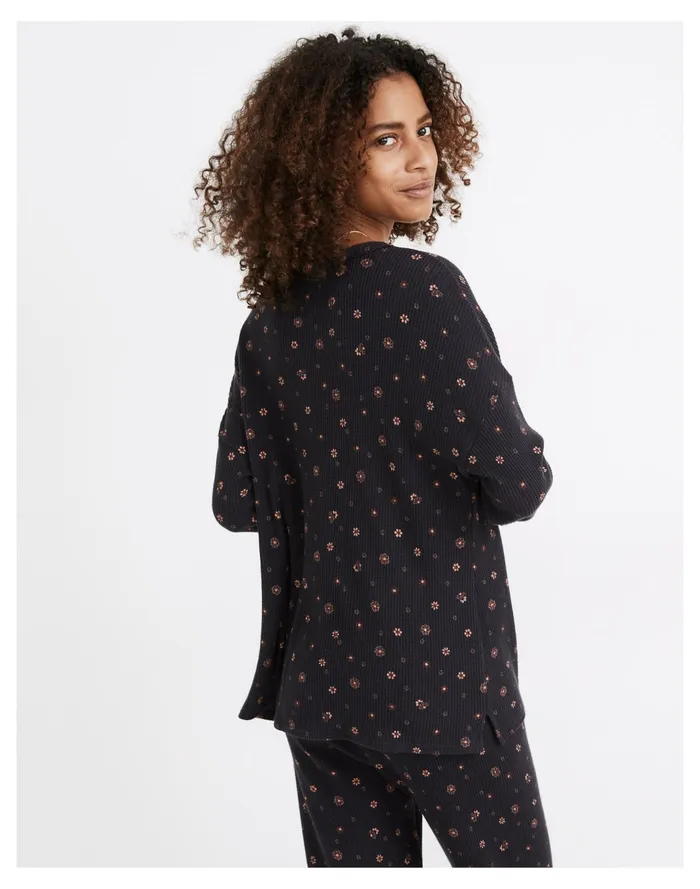 Women Waffle Knit Henley Pajama Top In Bandana Floral Night Vision Madewell Pajamas Women Waffle Knit Henley Pajama Top In Bandana Floral Night Vision Madewell Pajamas