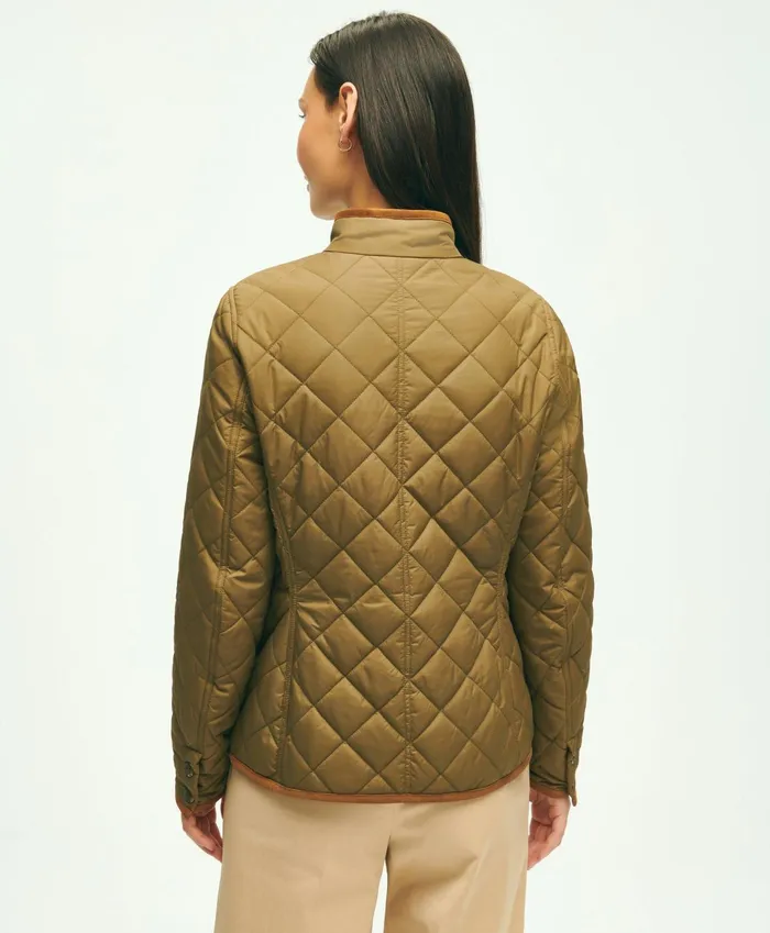 Women WaterRepellant Quilted Jacket Dark Green Brooks Brothers Coats and Jackets