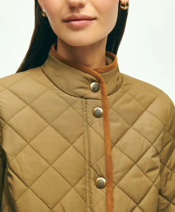 Women WaterRepellant Quilted Jacket Dark Green Brooks Brothers Coats and Jackets