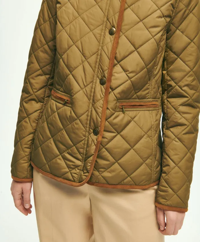 Women WaterRepellant Quilted Jacket Dark Green Brooks Brothers Coats and Jackets