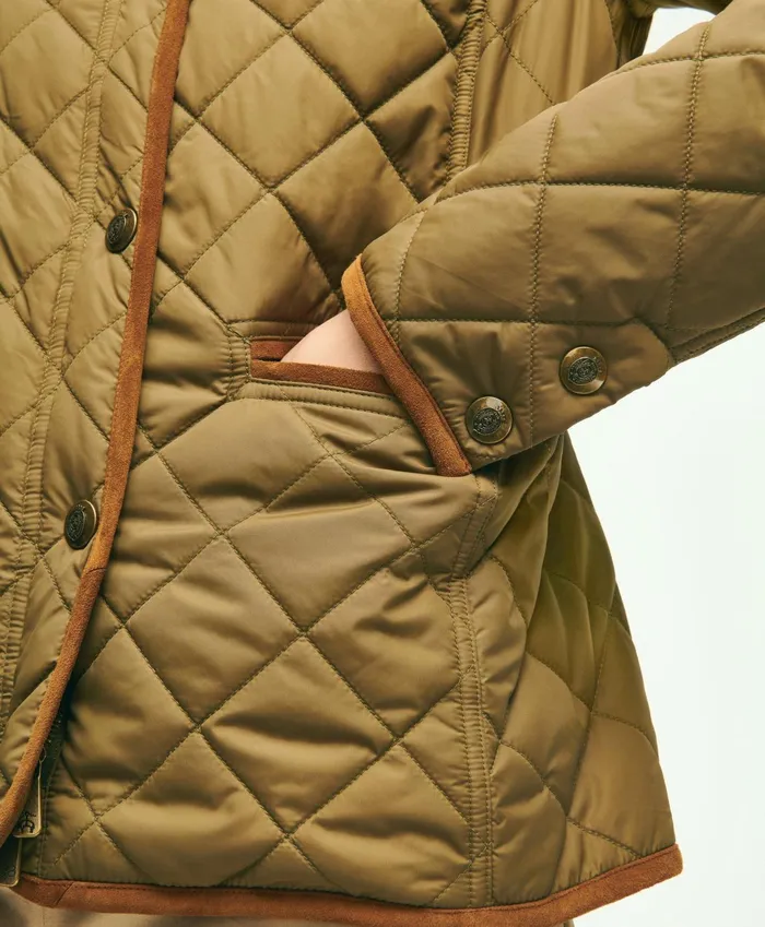Women WaterRepellant Quilted Jacket Dark Green Brooks Brothers Coats and Jackets