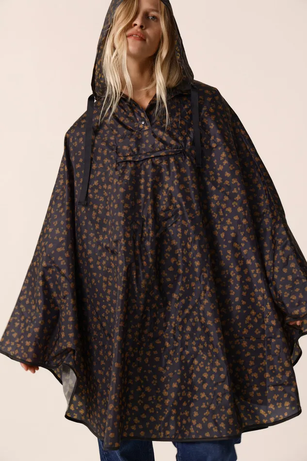 Women Waterproof Poncho Leo Noir Poncho De Pluie Imprim Lopard Des Petits Hauts Coats and Jackets