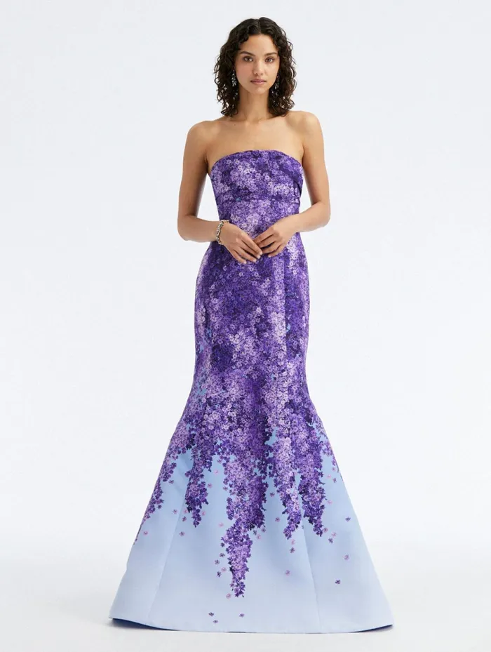 Women Wedding Guest Oscar De La Renta Degrad Lilac Faille Gown Lilacblue