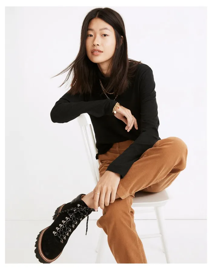 Women Whisper Cotton Turtleneck True Black Madewell Tees