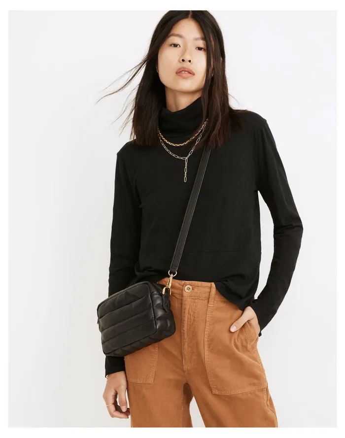 Women Whisper Cotton Turtleneck True Black Madewell Tees Women Whisper Cotton Turtleneck True Black Madewell Tees