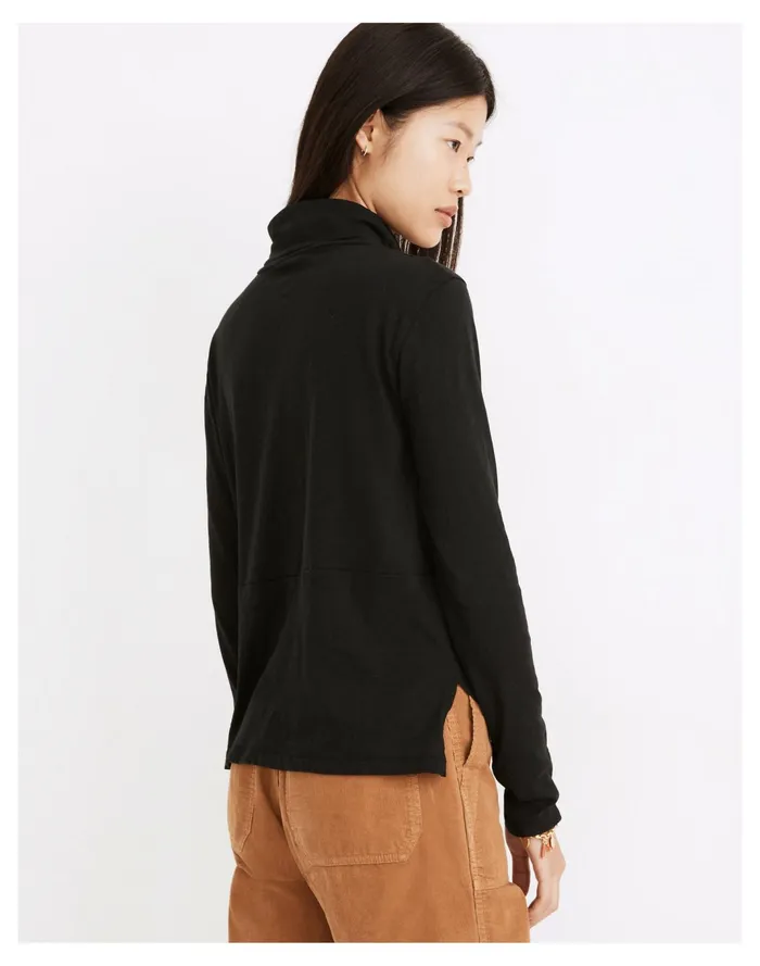 Women Whisper Cotton Turtleneck True Black Madewell Tees Women Whisper Cotton Turtleneck True Black Madewell Tees