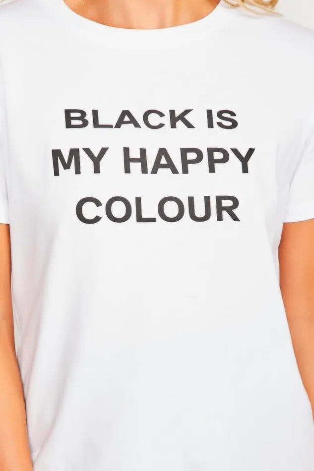 Women White 034Happy Color034 TShirt White Brentiny Paris TShirts