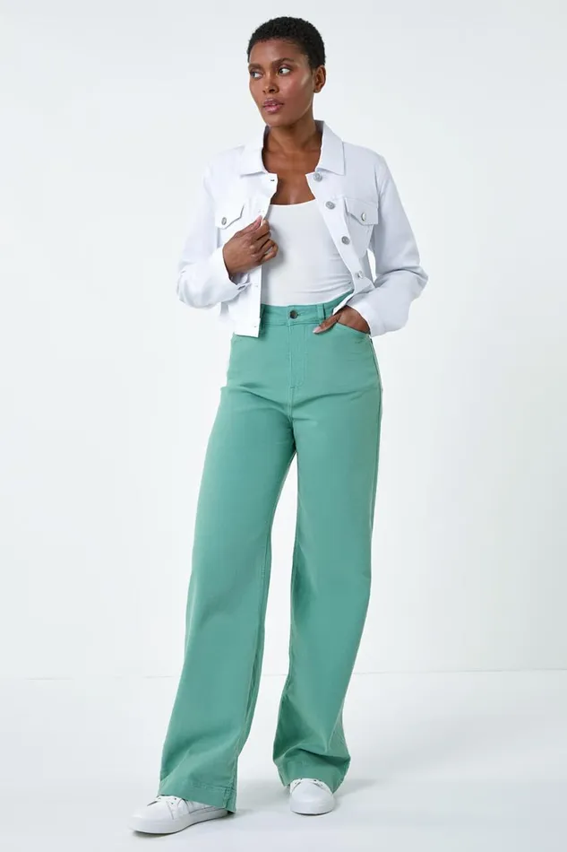 Women White Cropped Stretch Jacket Roman Jackets