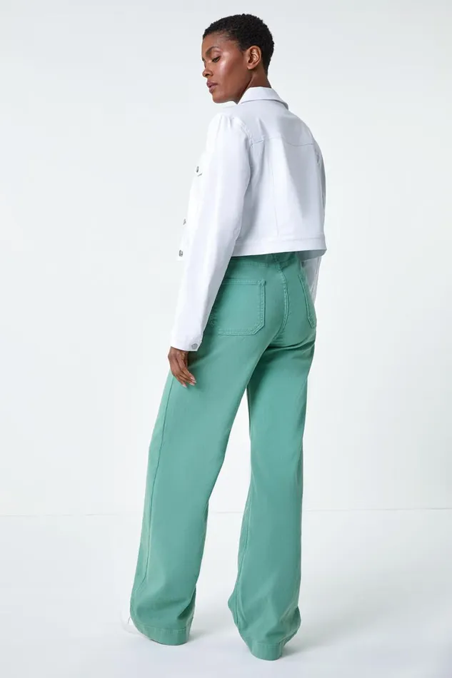 Women White Cropped Stretch Jacket Roman Jackets