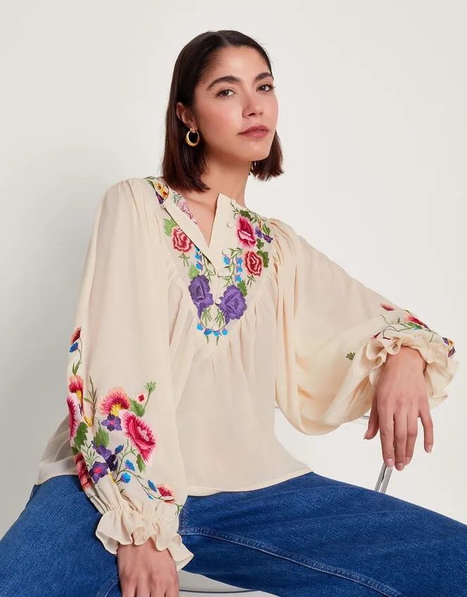 Women Winny Embroidered Floral Blouse Ivory Monsoon Tops and Blouses