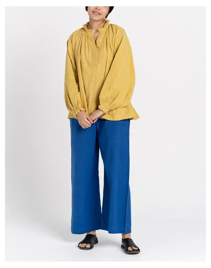 Women World Of Crow Oversized Mustard Wide Top Mustard Madewell Tops and Shirts