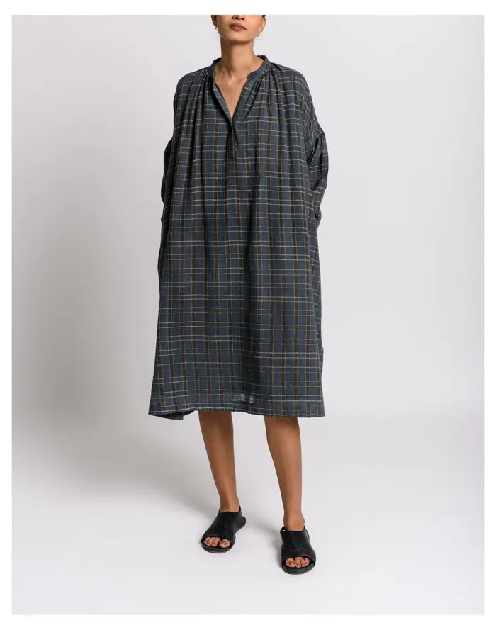 Women World Of Crow Plaid Anti Fit Tunic Dress In Granite Grey Grey Madewell Dresses