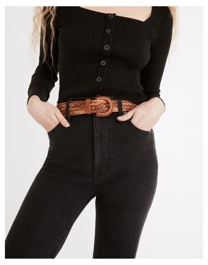 Women Woven Leather Belt Desert Camel Multi Madewell Belts Women Woven Leather Belt Desert Camel Multi Madewell Belts