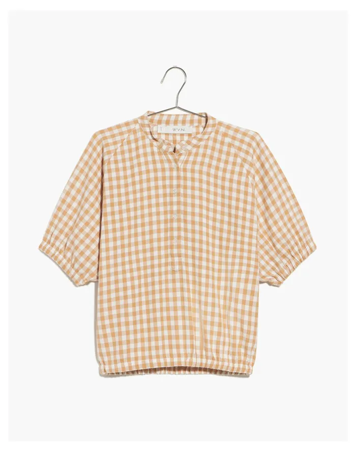 Women WVN Luca Top Butterum Gingham Yellow Multi Madewell Tops and Shirts Women WVN Luca Top Butterum Gingham Yellow Multi Madewell Tops and Shirts