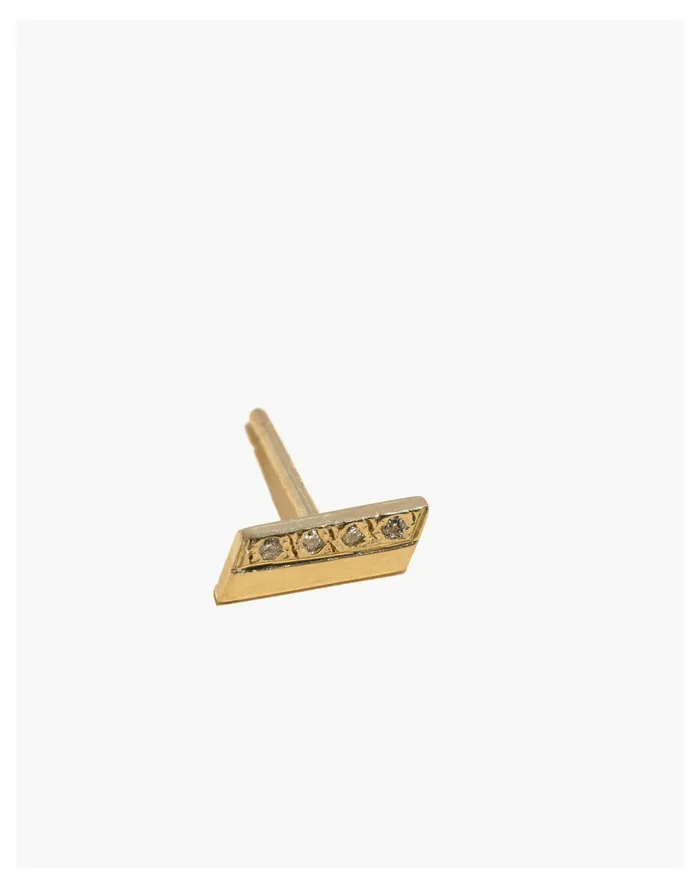 Women X Still House Single 14k Salo Diamond Bar Earring Gold Madewell Fine Jewelry