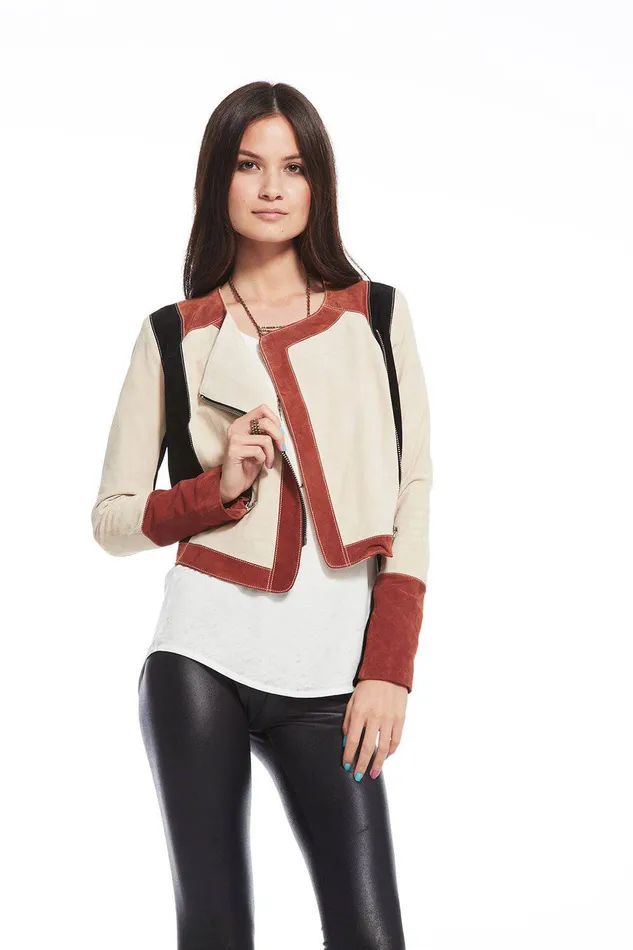 Womens Chaser Brand COLLARLESS MOTO JACKET Outerwear