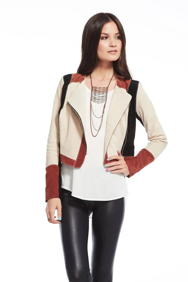 Womens Chaser Brand COLLARLESS MOTO JACKET Outerwear