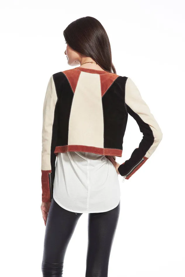 Womens Chaser Brand COLLARLESS MOTO JACKET Outerwear