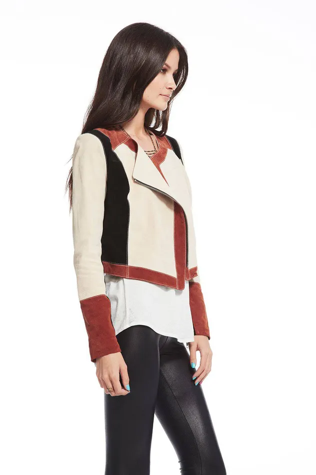 Womens Chaser Brand COLLARLESS MOTO JACKET Outerwear