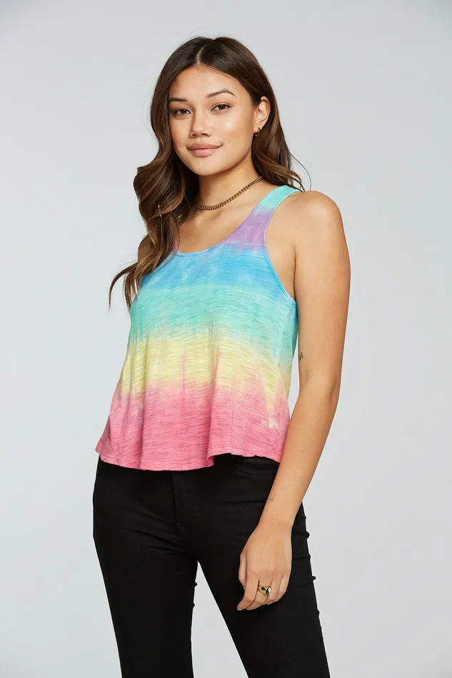 Womens Chaser Brand Slub Jersey Flouncy Racerback Tank Tops