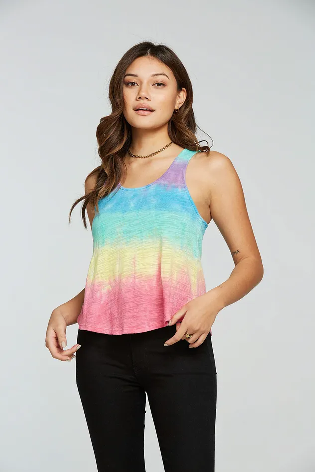 Womens Chaser Brand Slub Jersey Flouncy Racerback Tank Tops