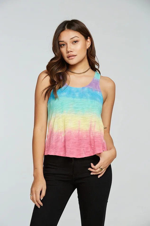 Womens Chaser Brand Slub Jersey Flouncy Racerback Tank Tops