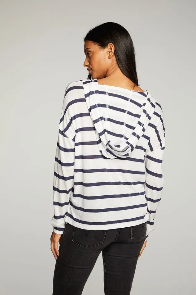 Womens Outerwear Chaser Brand Cloud Jersey Long Sleeve Side Slit Pullover Hoodie