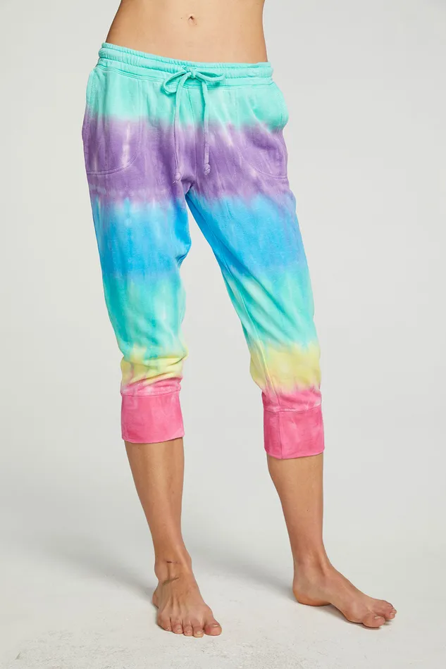 Womens Slub French Terry Cropped Extended Cuff Jogger Bottoms Chaser Brand