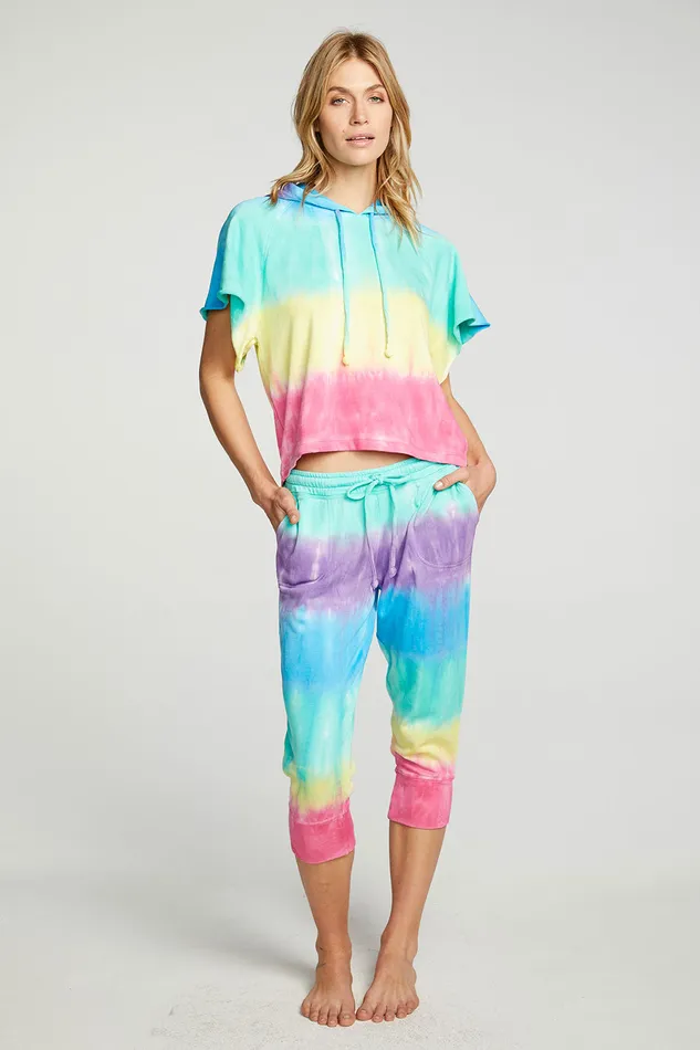 Womens Slub French Terry Cropped Extended Cuff Jogger Bottoms Chaser Brand