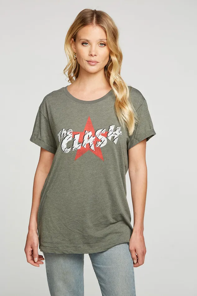 Womens The Clash Star Logo Tops Chaser Brand