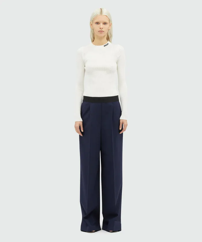 Wool Palazzo Pants With Pleats Women MSGM Pants And Shorts