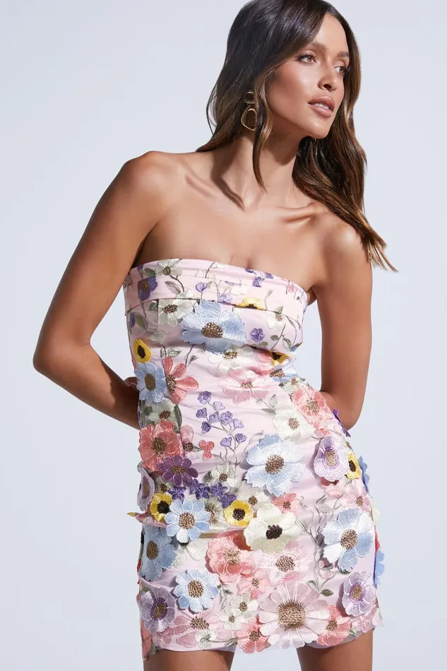 Wren Mini Dress 8211 Strapless Bodycon Garden Flowers Dress In Pink Women Showpo Dresses Wren Mini Dress 8211 Strapless Bodycon Garden Flowers Dress In Pink Women Showpo Dresses