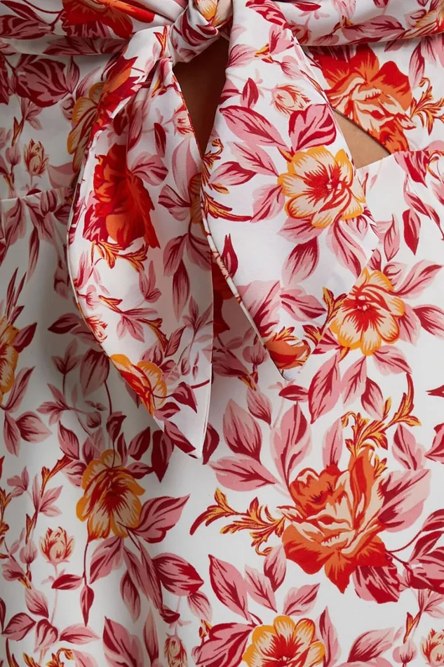Wynna Mini Dress 8211 Tie Front Cut Out Flutter Sleeve Dress In Pink Red Floral Women Showpo Dresses