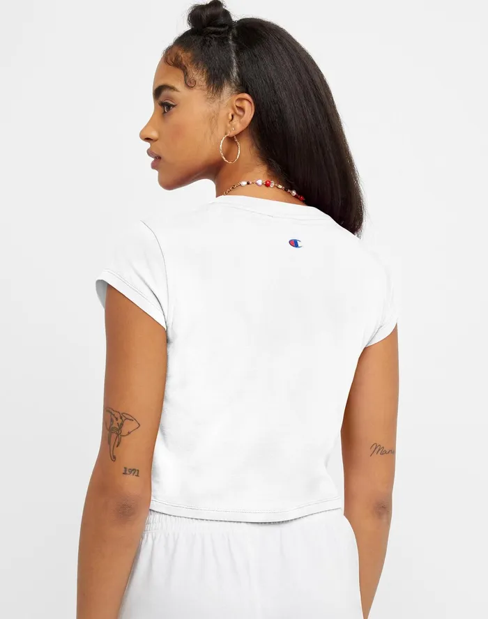 Y2K TShirt Classic Script White Women Champion TShirts and Tops